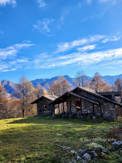 Stone huts in the alps